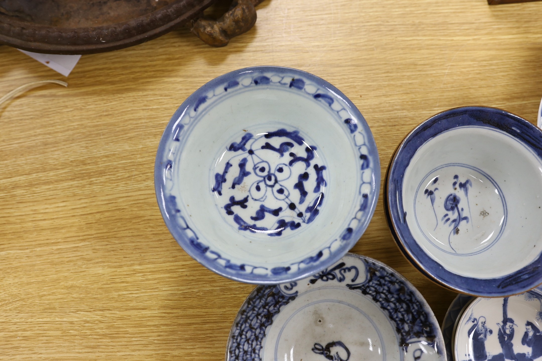 A group of Chinese blue and white bowls, 19th century and later